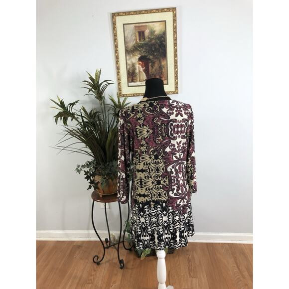 Peck & Peck Women Sheath Dress M 3/4 Sleeve Round Neck Cottagecore Peasant Boho - Picture 4 of 9